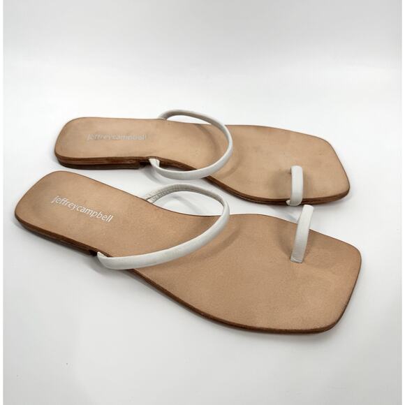 Jeffrey Campbell Shoes - Jeffery Campbell Darby Sandals Size 8 All Leather Toe Ring White Shoes Flip Flop